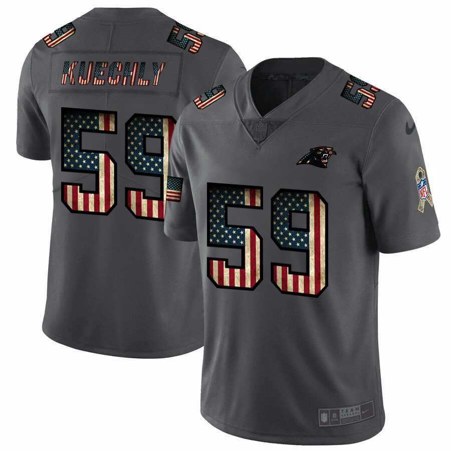 Nike Panthers 59 Luke Kuechly 2019 Salute To Service USA Flag Fashion Limited Jersey Dyin